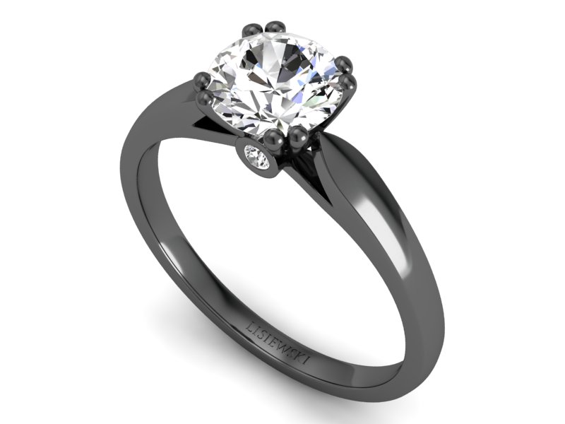 Pierścionek zaręczynowy z diamentami czarne złoto - p15259cz - 3