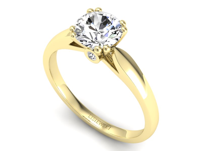 Złoty pierścionek z brylantami żółte złoto - P15259z - 3