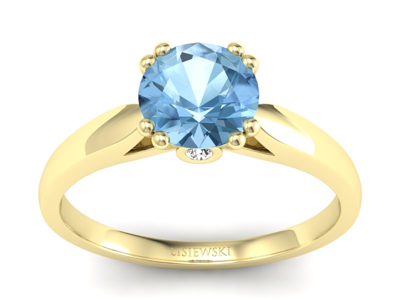 Pierścionek z topazem i brylantami żółte złoto - P15259za - 1