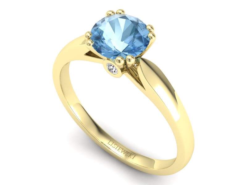 Pierścionek z topazem i brylantami żółte złoto - P15259za - 3