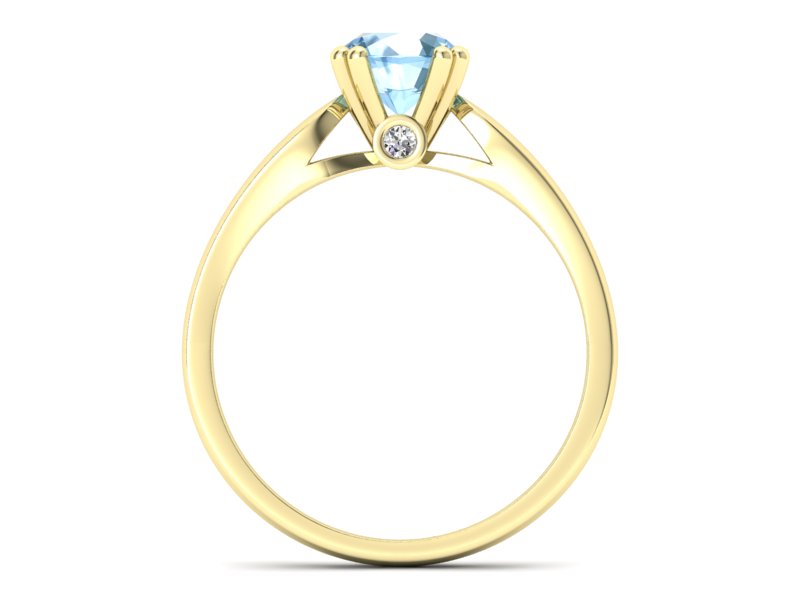 Pierścionek z topazem i brylantami żółte złoto - P15259za - 2