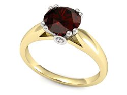 Pierścionek z granatem i brylantami złoto 585 - P15259zbgr