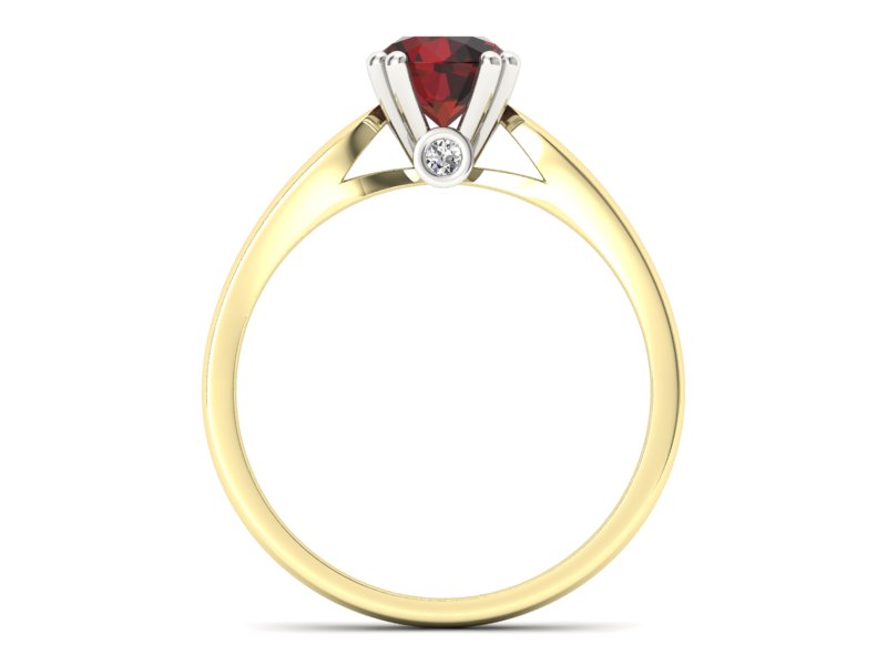 Złoty pierścionek z granatem i brylantami - P15259zbgr - 2