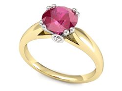 Pierścionek z rubinem i diamentami złoto 585 - P15259zbr