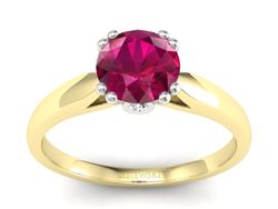 Złoty pierścionek z rubinem i diamentami - P15259zbr