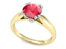 Pierścionek z rubinem i diamentami złoto 585 - P15259zbr1