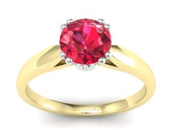 Złoty pierścionek z rubinem i diamentami - P15259zbr1