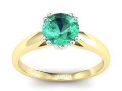 Złoty pierścionek ze szmaragdem i diamentami - P15259zbsm