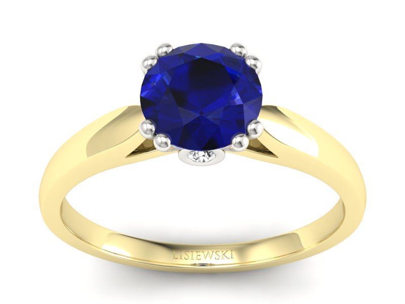 Złoty pierścionek ze spinelem i brylantami - P15259zbsp - 1