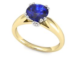 Pierścionek z szafirem z brylantami złoto 585 - P15259zbszc