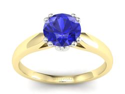 Złoty pierścionek z szafirem z brylantami - P15259zbszc