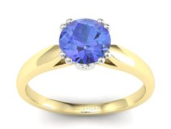 Złoty pierścionek z tanzanitem z brylantami - P15259zbt
