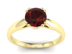 Złoty pierścionek z granatem i diamentami - P15259zgr