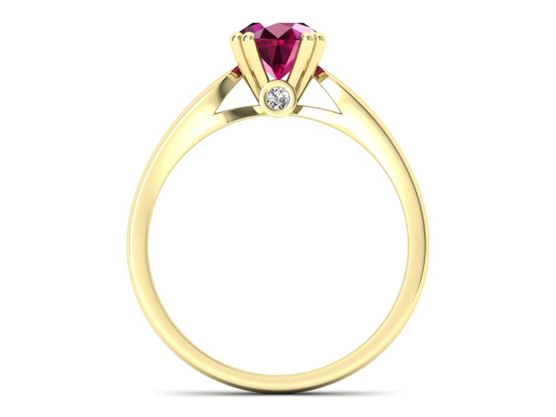 Pierścionek z rubinem i brylantami żółte złoto - P15259zr - 2