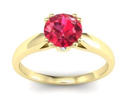 Złoty pierścionek z rubinem i brylantami - P15259zr1