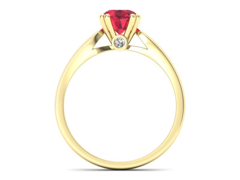 Złoty pierścionek z rubinem i brylantami - P15259zr1 - 2