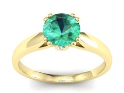 Złoty pierścionek ze szmaragdem i diamentem - P15259zsm