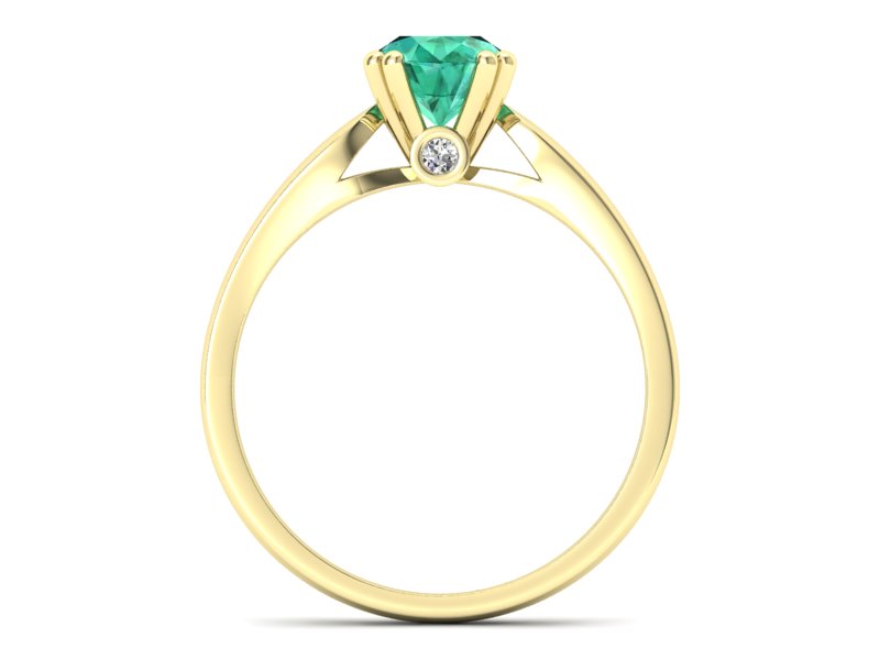 Złoty pierścionek ze szmaragdem i diamentem - P15259zsm - 2