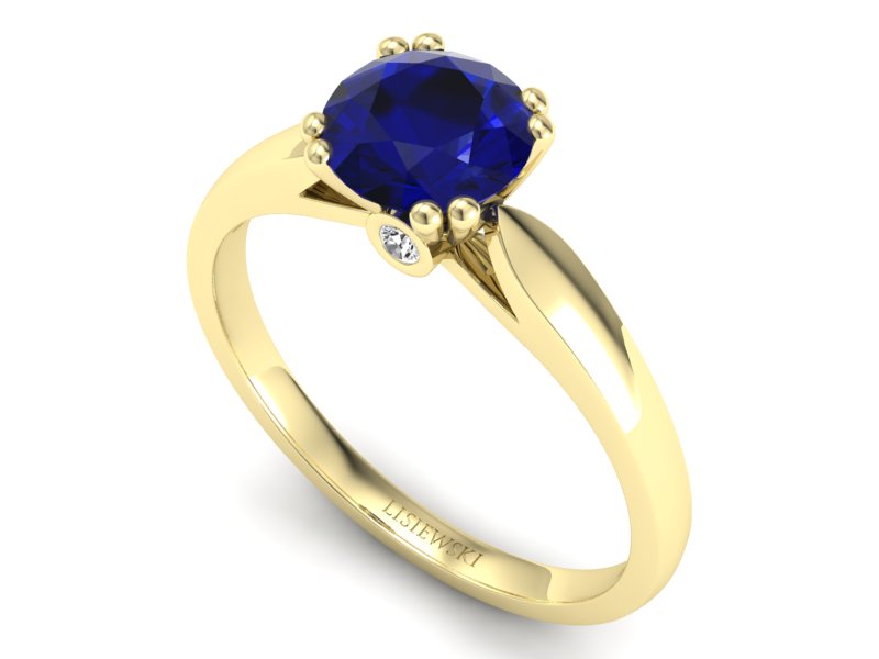 Pierścionek ze spinelem i brylantami żółte złoto - P15259zsp - 3