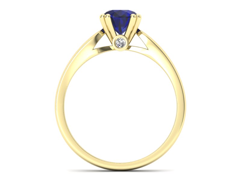 Pierścionek ze spinelem i brylantami żółte złoto - P15259zsp - 2