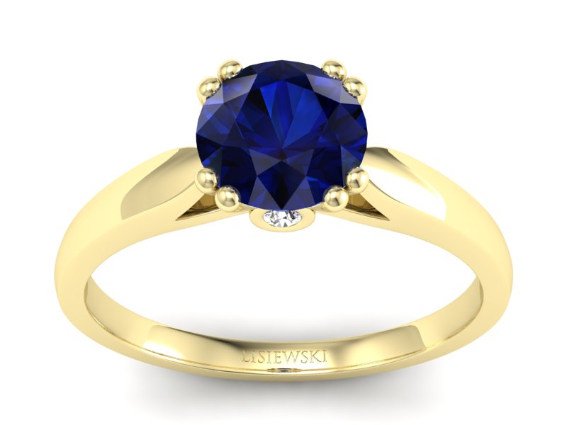 Pierścionek z szafirem i brylantami żółte złoto - P15259zsz - 1