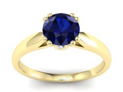 Pierścionek z szafirem i brylantami żółte złoto - P15259zsz
