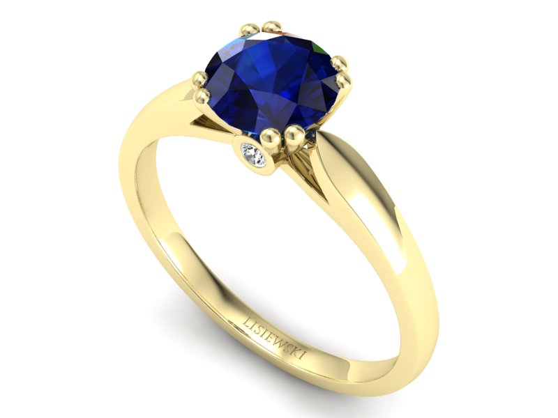 Pierścionek z szafirem i brylantami żółte złoto - P15259zsz - 3