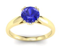 Złoty pierścionek z szafirem i brylanty - P15259zszc