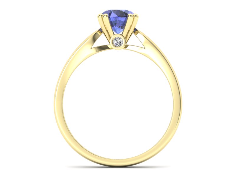 Złoty pierścionek z szafirem i brylanty - P15259zszc - 2