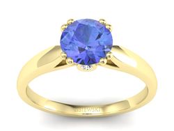Pierścionek z tanzanitem i brylantami żółte złoto - P15259zt