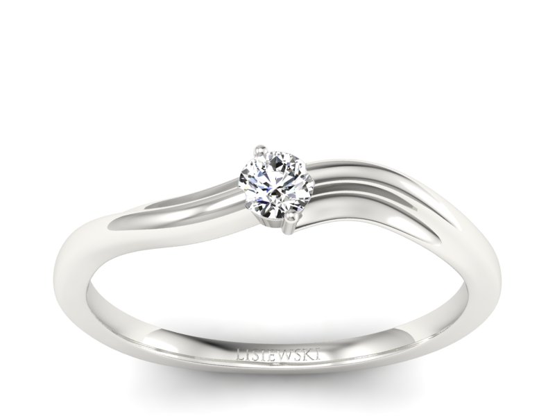 Złoty pierścionek z brylantem białe złoto - p15261b - 1