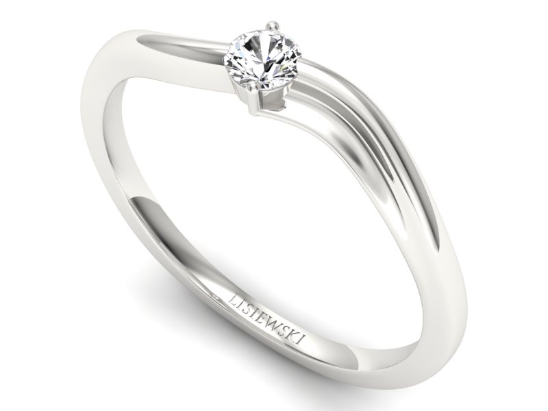 Złoty pierścionek z brylantem białe złoto - p15261b - 3