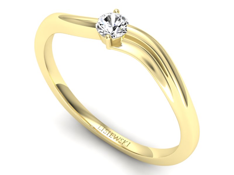 Złoty pierścionek zaręczynowy z brylantem - p15261z - 3