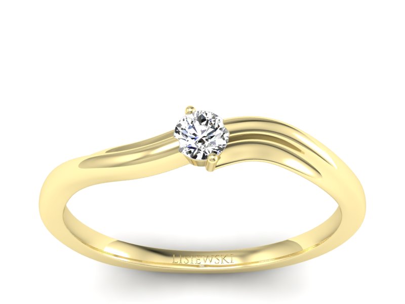 Złoty pierścionek z diamentem żółte złoto - p15261zP - 1