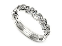Pierscionek Obrączka z brylantami białe złoto 585 - p15262b