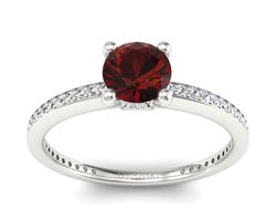 Pierścionek z granatem i brylantami białe złoto - P15263bgr