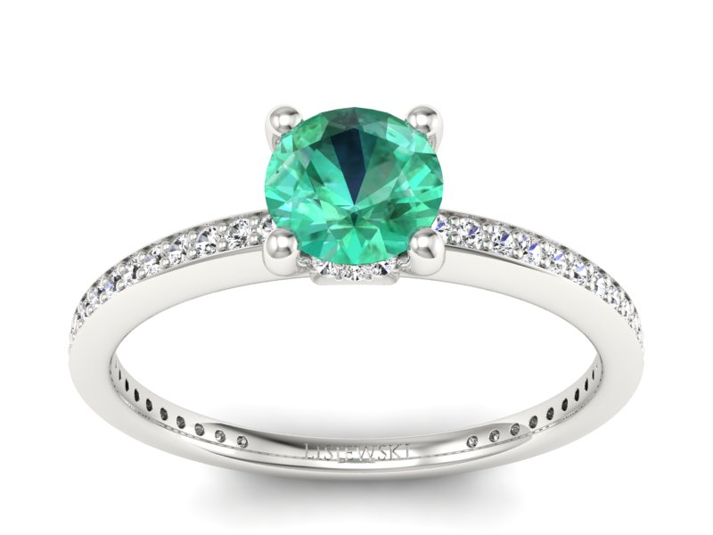 Złoty pierścionek ze szmaragdem i brylantami - P15263bsm - 1