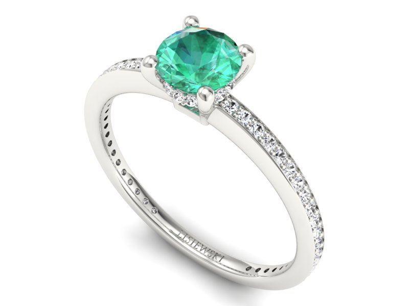 Złoty pierścionek ze szmaragdem i brylantami - P15263bsm - 3