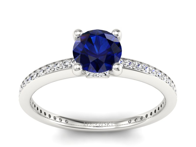 Pierścionek z szafirem i brylantami białe złoto - P15263bsz - 1