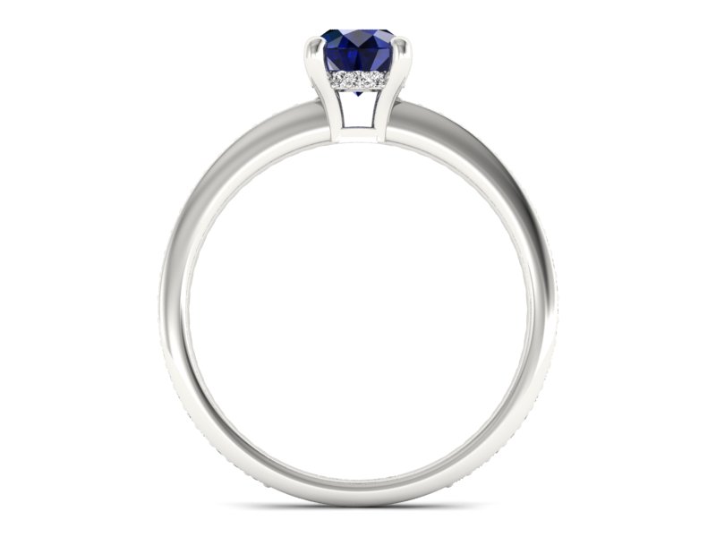 Pierścionek z szafirem i brylantami białe złoto - P15263bsz - 2