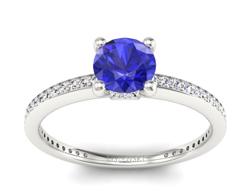 Pierścionek z szafirem i brylantami białe złoto - P15263bszc - 1