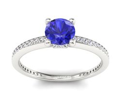 Pierścionek z szafirem i brylantami białe złoto - P15263bszc