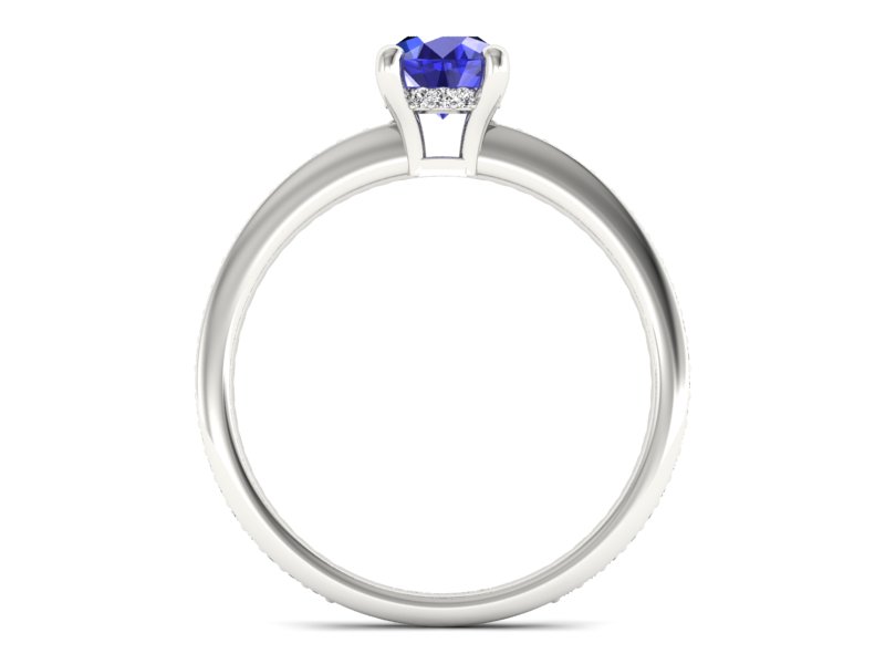 Pierścionek z szafirem i brylantami białe złoto - P15263bszc - 2