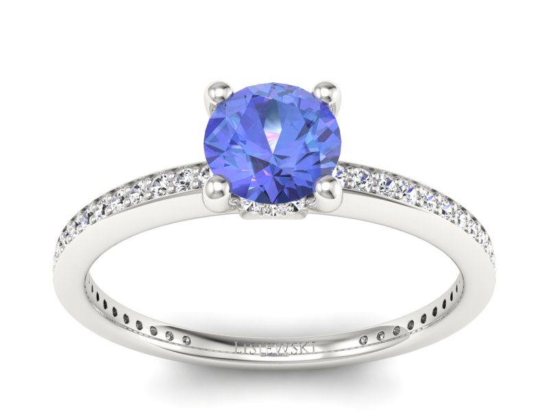 Złoty pierścionek z tanzanitem i brylantami - P15263bt - 1