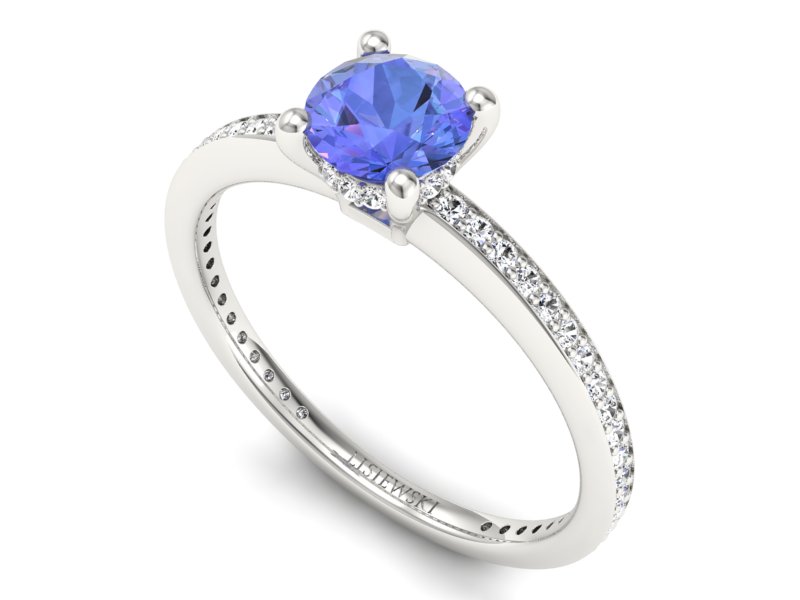 Złoty pierścionek z tanzanitem i brylantami - P15263bt - 3