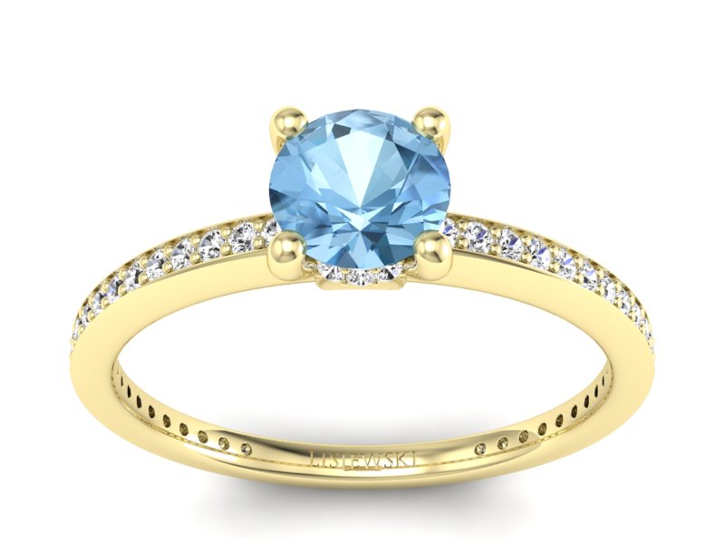 Złoty pierścionek z topazem i brylantami - P15263za - 1