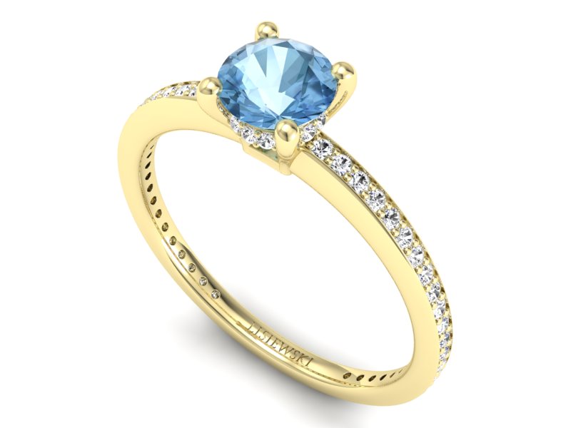 Złoty pierścionek z topazem i brylantami - P15263za - 3