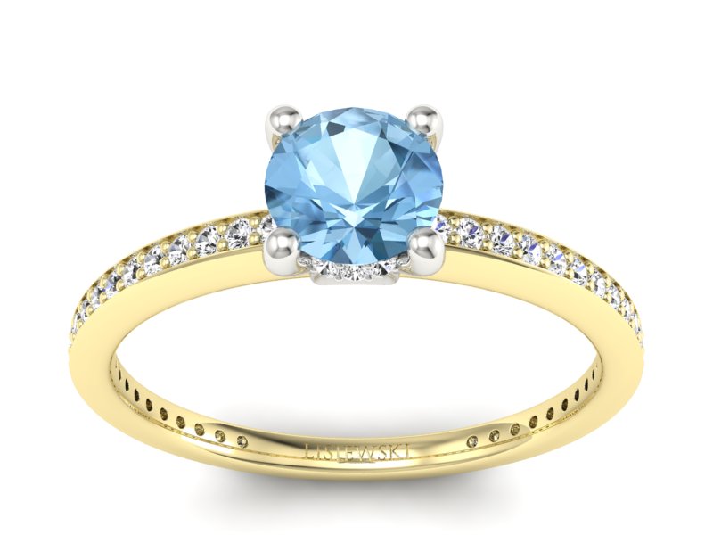 Złoty pierścionek topaz i brylanty - P15263zba - 1