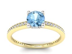 Złoty pierścionek topaz i brylanty - P15263zba