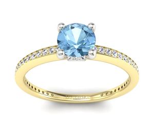 Złoty pierścionek topaz i brylanty